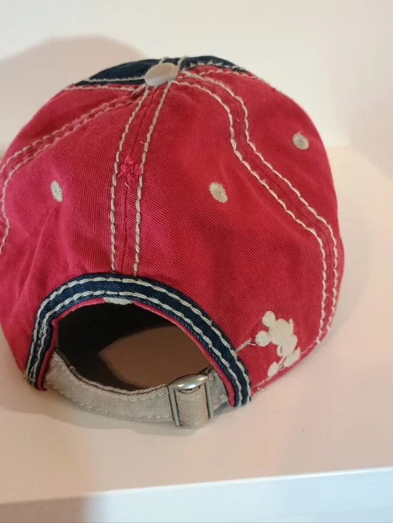 Y2K distressed Walt Disney Navy & Red Baseball Cap - Picture 3 of 6